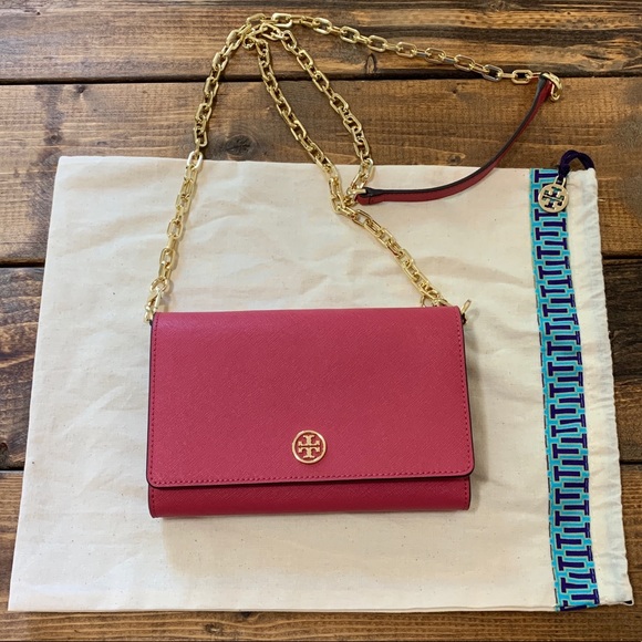 Tory Burch Robinson Chain Crossbody Wallet Pink - Picture 2 of 8